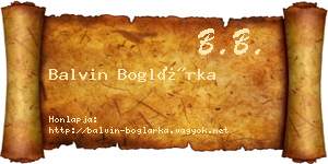 Balvin Boglárka névjegykártya